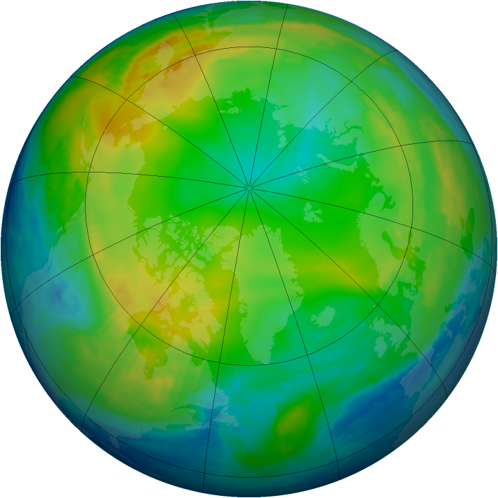 Arctic ozone map for 25 January 1993